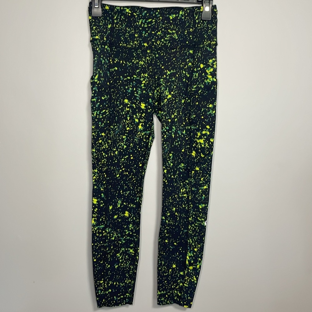 lululemon athletica Black Leggings with Neon Green Speckle Print - Picture 2 of 7
